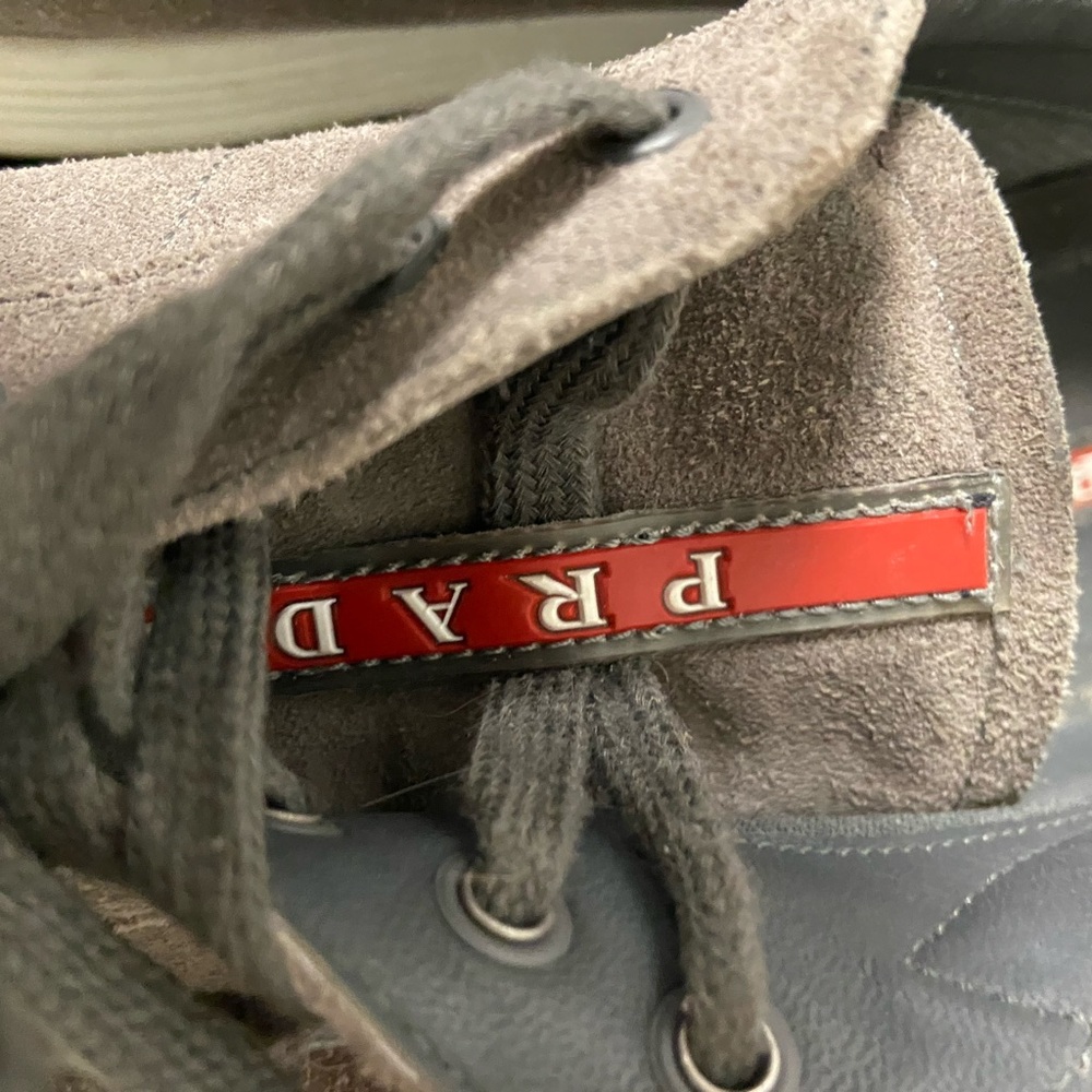 Prada 4E2336 Grey Suede Designer Sneakers Casua Shoes Size 8.5 Vintage Y2K 2000s - Picture 7 of 15